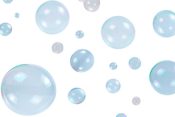 Soap bubbles isolated on a white background.