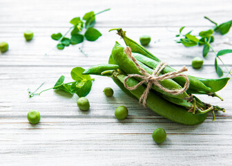 Pods of green peas