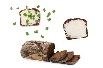 Brown bread isolated on white background.