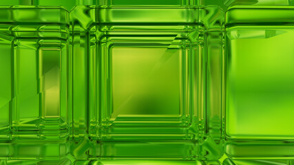3d concept design, abstract green geometric background, architectural glass construction. 3D rendering