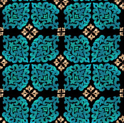 Detailed Oriental Grunge Damask Pattern Seamless Ethnic Style Textured Surfaces Perfect for Interior Design and Endless Fabric Print Upholstery Retro Arabic Style