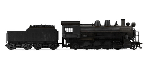 Obraz premium Old Steam Locomotive Isolated