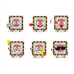 Fototapeta premium Among us emergency button cartoon character with various types of business emoticons