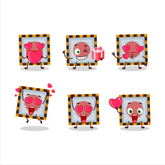 Among us emergency button cartoon character with love cute emoticon