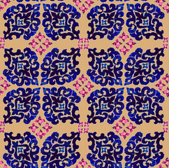 Detailed Oriental Grunge Damask Pattern Seamless Ethnic Style Textured Surfaces Perfect for Interior Design and Endless Fabric Print Upholstery Retro Arabic Style