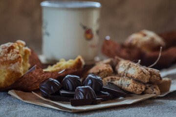 biscuits, muffins and dried fruits for tea
