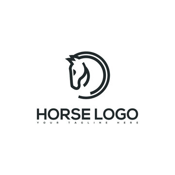 line black and white horse's head logo