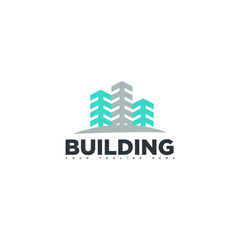 three minimalist building logo vector
