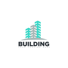 three minimalist building logo vector
