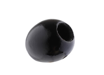 Set of black olives pitted isolated on white background