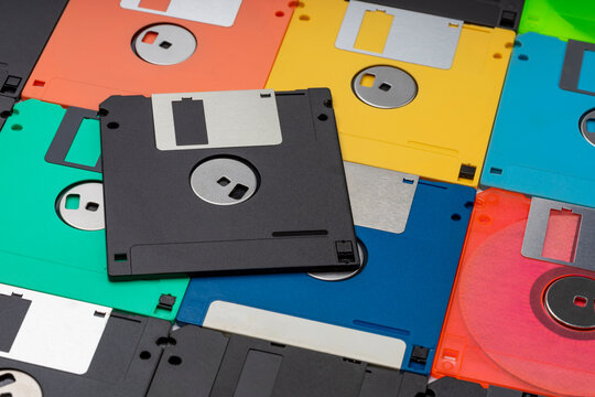Close up of 3.5" Floppy disk for background , Retro digital storage technology