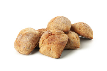 Fresh baked buns isolated on white background