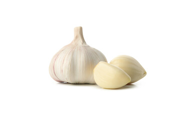 Raw fresh garlic isolated on white background