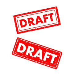 Vector Simple draft, red scratch rubber stamp
