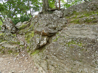 Obraz premium 埼玉県、伊豆が岳頂上のチャートの岩石