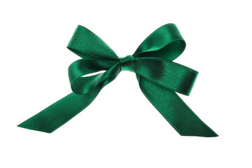 Green gift bow isolated on white background