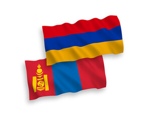 Flags of Mongolia and Armenia on a white background