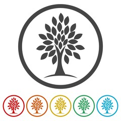 Simple tree ring icon, color set