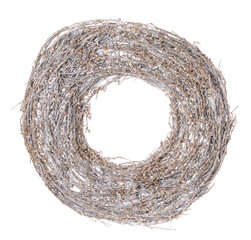 Composition with decoration christmas wreath on white. Christmas still life. New year and Christmas winter decoration