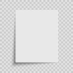 Realistic white sheet of paper isolated on a transparent background. Element for your design or notes. Vector illustration