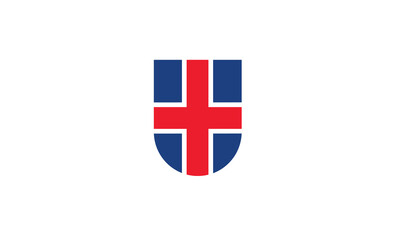 Obraz premium Iceland flag shield vector illustration