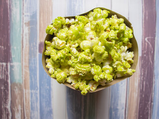green popcorn on a table