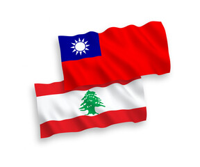Flags of Lebanon and Taiwan on a white background