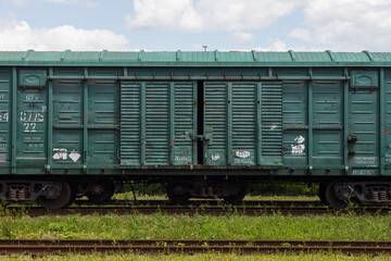 Fototapeta na wymiar Old abandoned freight car. Fragment