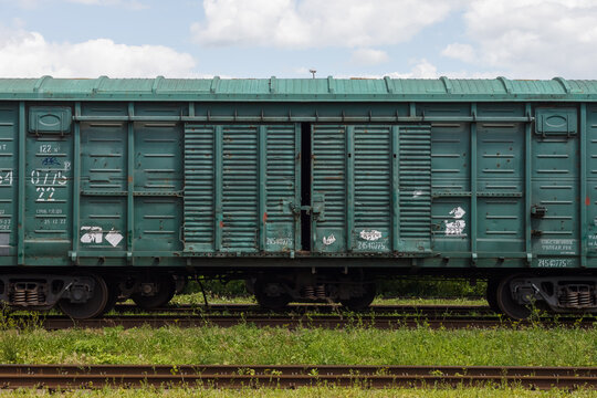Old abandoned freight car. Fragment