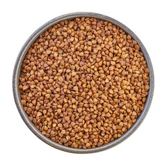 raw buckwheat in bowl with clipping path