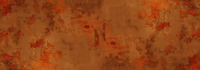 Grunge orange brown rusty dark rust metal stone background texture banner panorama