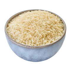 raw rice in bowl with clipping path