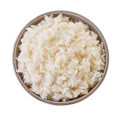 boiled rice in bowl with clipping path