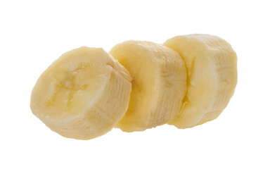 peeled bananas slice on a white isolated background