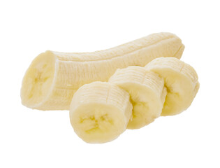 peeled bananas slice on a white isolated background