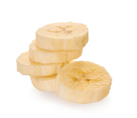 peeled banana slice on a white isolated background