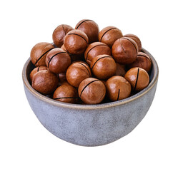 macadam nuts in bowl with clipping path