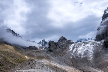 snow covered mountain peaks