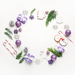 Beautiful New Year composition on white background