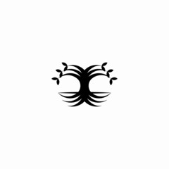 black and white pattern tree icon logo vector