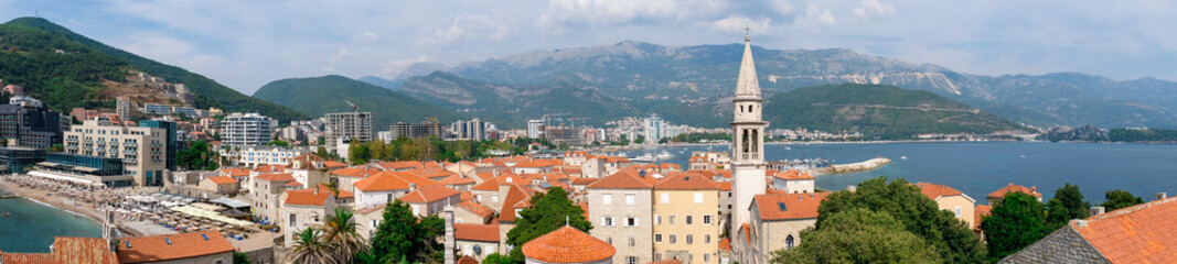 Fototapeta na wymiar Panoramic view of Budva old town, Montenegro.