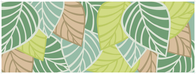Beautiful patterned leaf background vector For background text areas