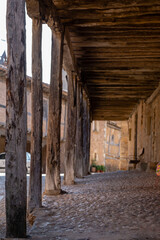 Fototapeta na wymiar casas fabricadas con entramado de madera de sabina, Calatañazor, Soria, Comunidad Autónoma de Castilla, Spain, Europe