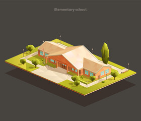 Elementary school isometric illustration