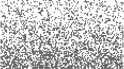 Gradient with falling squares. A texture with shuffled pixels from black to white. Abstract monochromatic mosaic. Vector illustration.