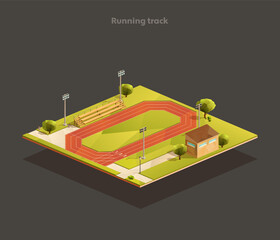 Running track isometric illustration