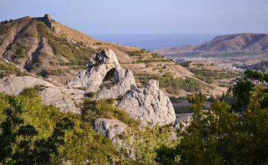 Fototapeta na wymiar Coast of Crimea. Tourism and rest.