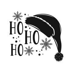 HO HO HO positive slogan inscription. Christmas postcard, New Year, banner lettering. Illustration for prints on t-shirts and bags, posters, cards. Christmas phrase. Vector quotes.