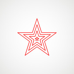 Linear icon of communism. Red multilayer star. Soviet emblem. Minimalist coat of arms of the USSR. Vector