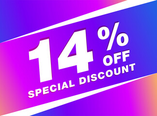 14% OFF Sale Discount Banner. Discount offer price tag. 14% OFF Special Discount offer